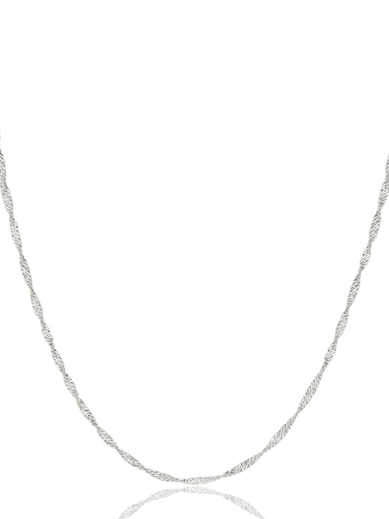 14k Solid Yellow/White Gold Singapore Chain Necklace For Women 1mm/1.4mm Width W